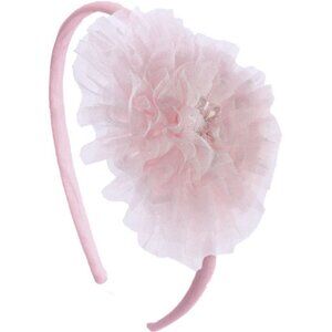 NEW Isobella & Chloe Pretty Girls Pink & Ivory Tulle Netting‎ Headband w/Dots
